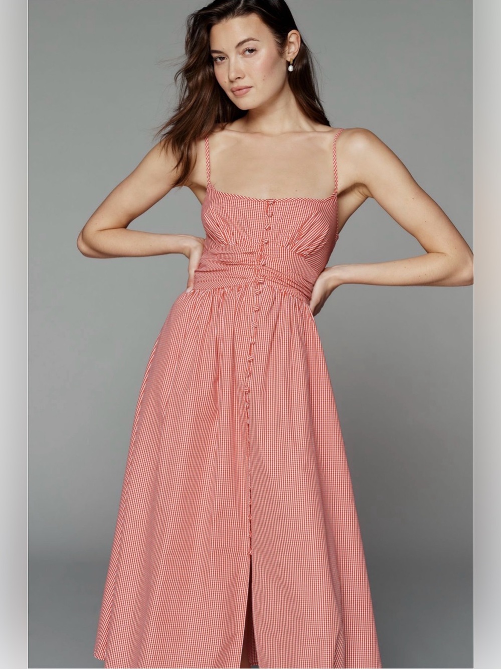 NWT Anthropologie Katerina Button Front  Gingham Maxi Dress S
